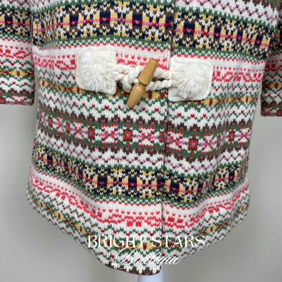 Rare Fair Isle Duffle Coat ASO Sookie Gilmore Girls Multicolor Womens Small Knit - Picture 13 of 13